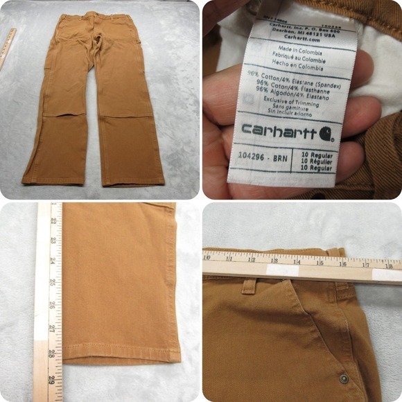 Carhartt Pants Women 10 Brown Straight Rugged Flex Relaxed Fit Double Knee 32x28 - Picture 1 of 16